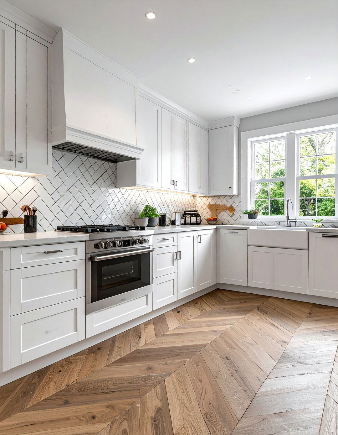 Herringbone tile kitchen backsplash - 30 polished kitchen ideas