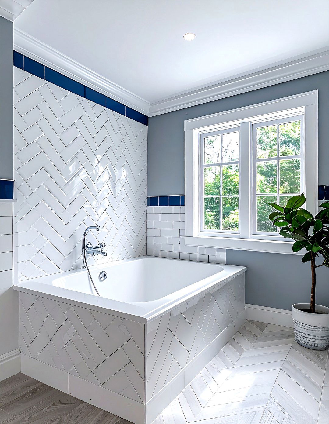 Herringbone tile niche - 30 tile niche ideas