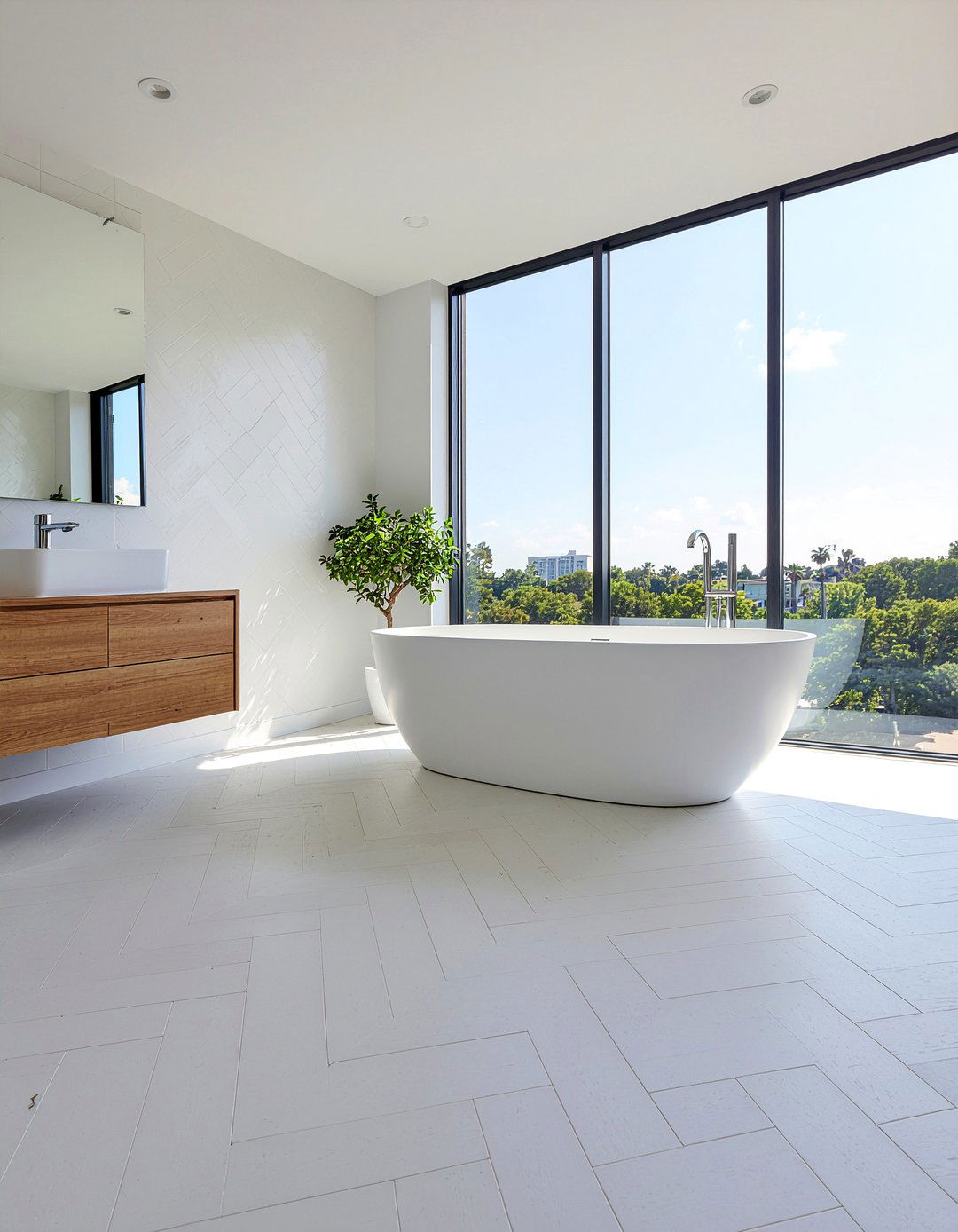 Herringbone tile pattern - 30 bathroom floor ideas