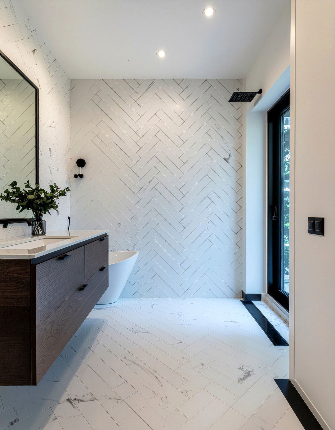 Herringbone tile pattern - 30 incredible bathroom ideas