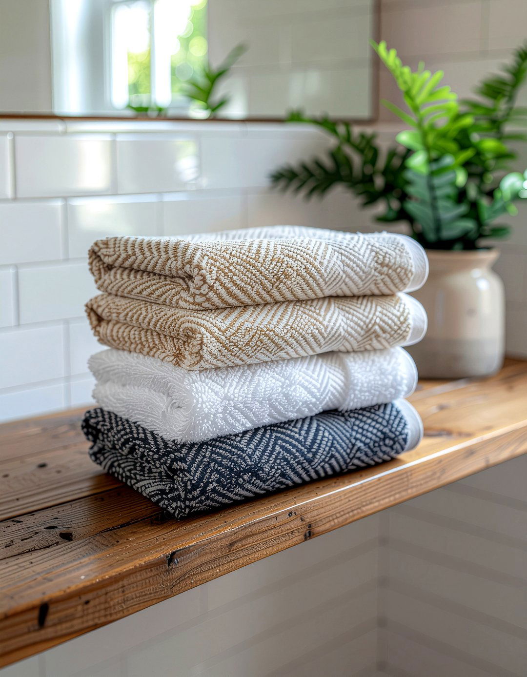 Herringbone weave bath towels - 30 luxury bath towel ideas