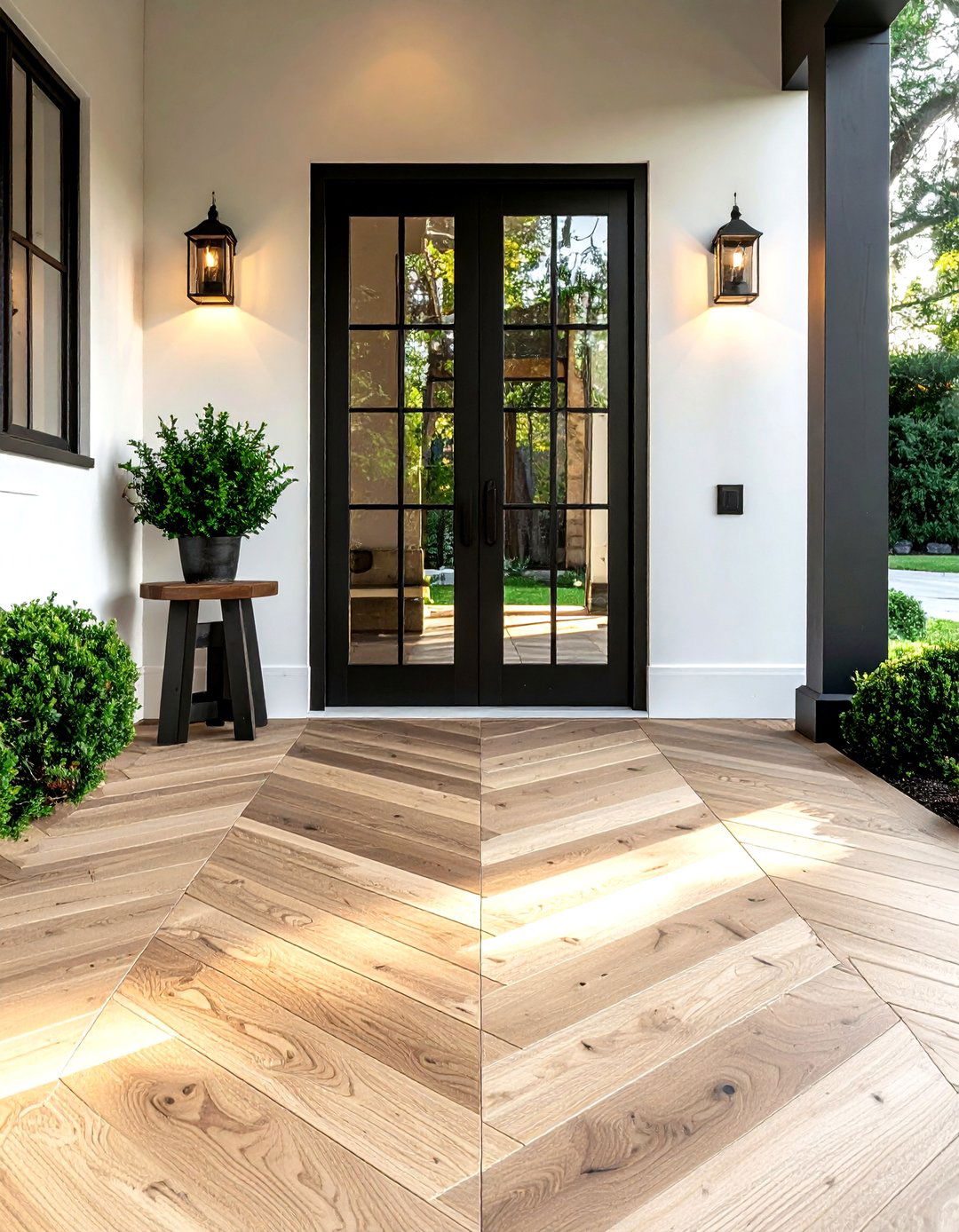 Herringbone wood floor entryway - 30 geometric pattern decor ideas