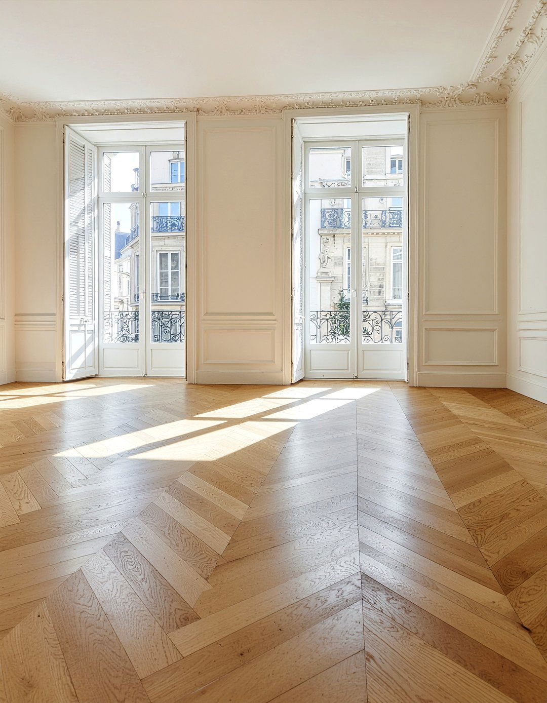 Herringbone wood flooring - 30 Parisian living room ideas