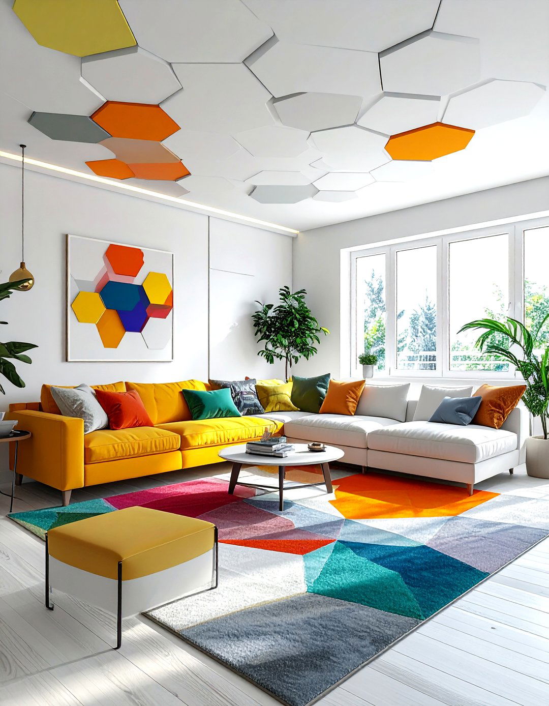Hexagon Ceiling Tile - 30 living room ceiling tile ideas