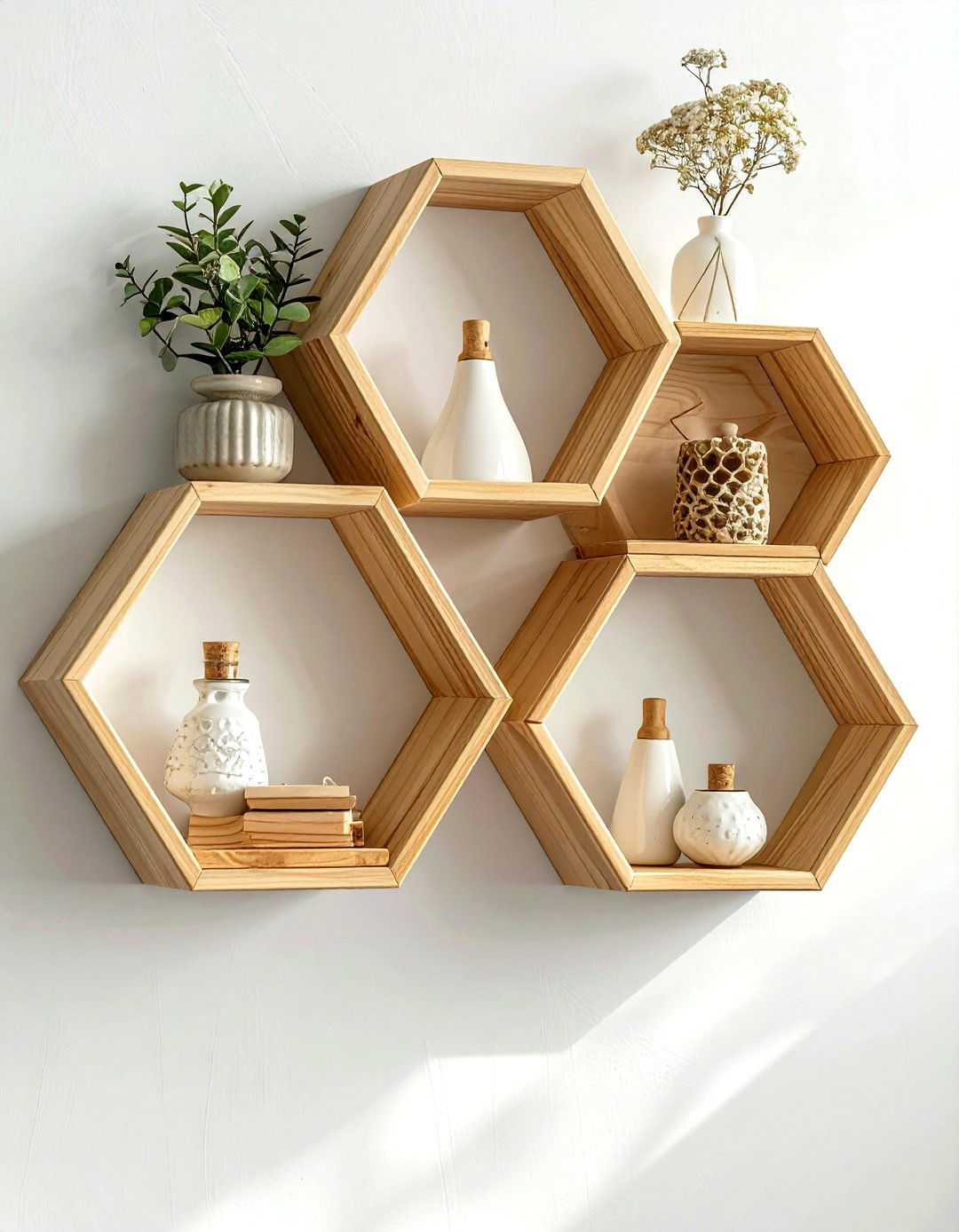 Hexagon Corner Wall Shelf - 30 living room corner shelving ideas