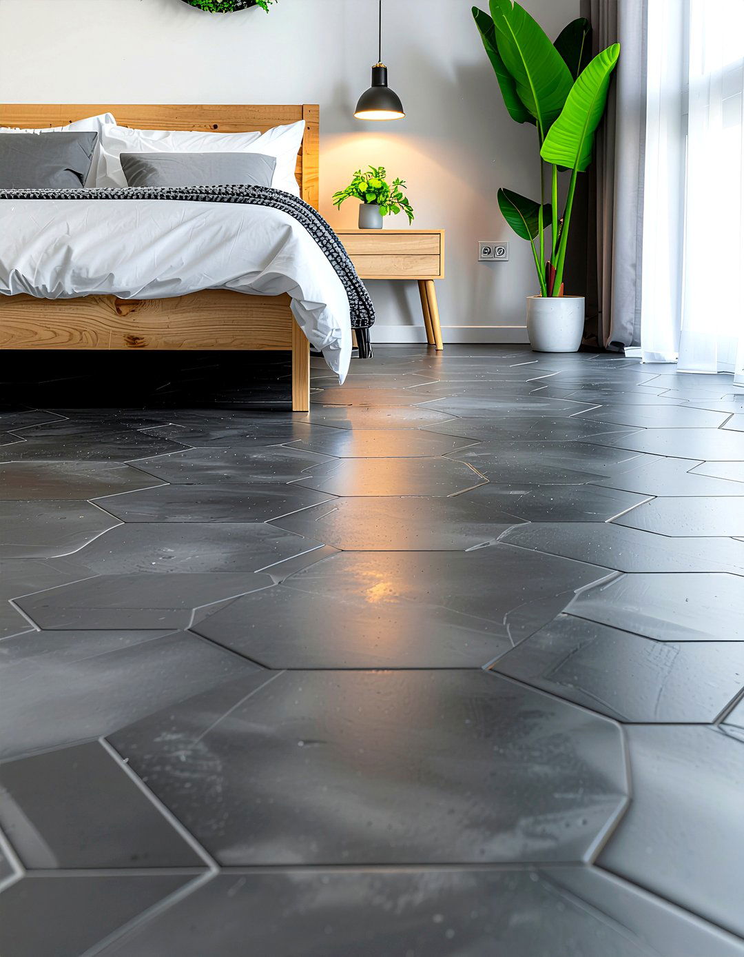 Hexagon Floor Tile - 30 bedroom tile ideas
