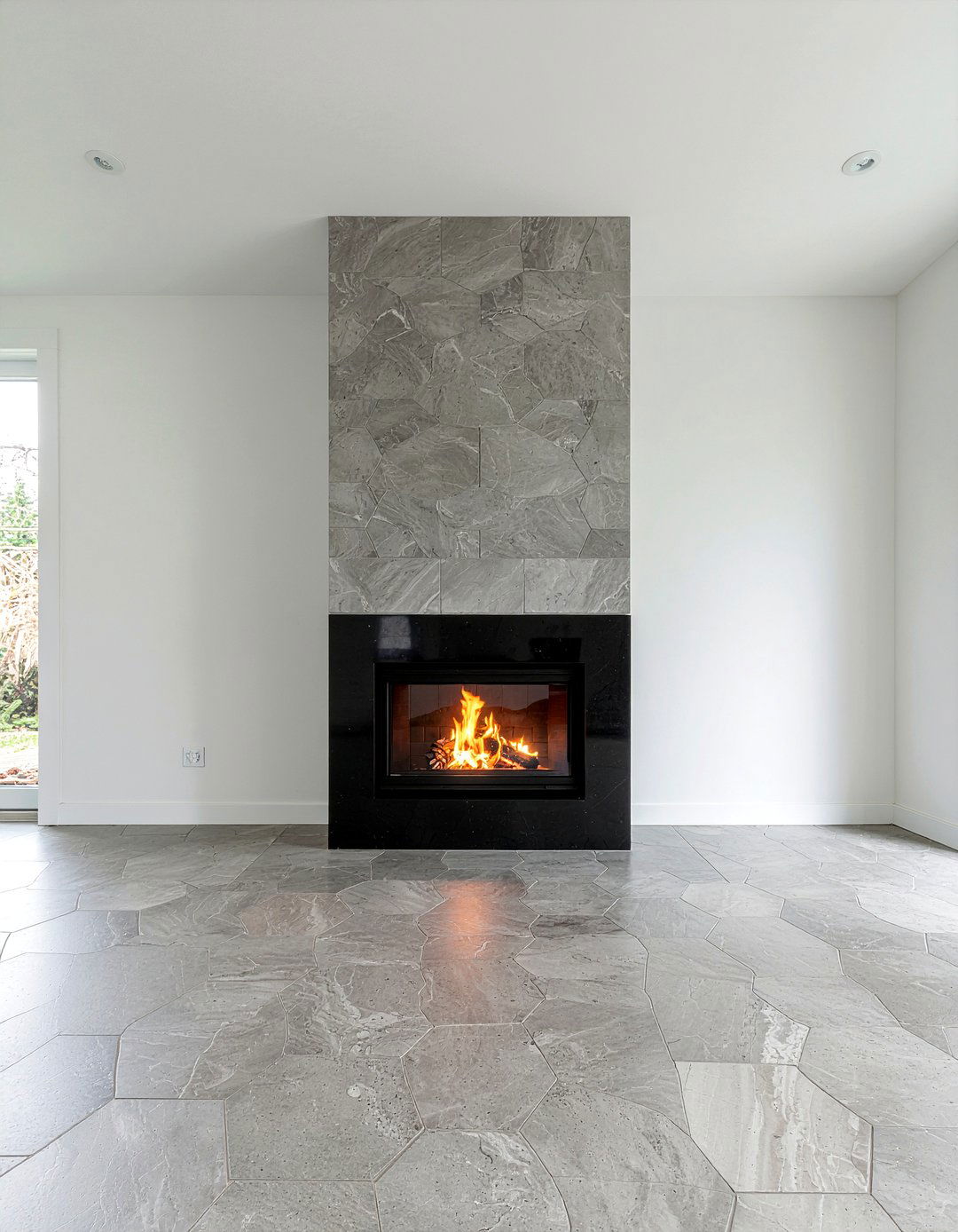 Hexagon Floor To Ceiling Tile - 30 living room fireplace tile ideas