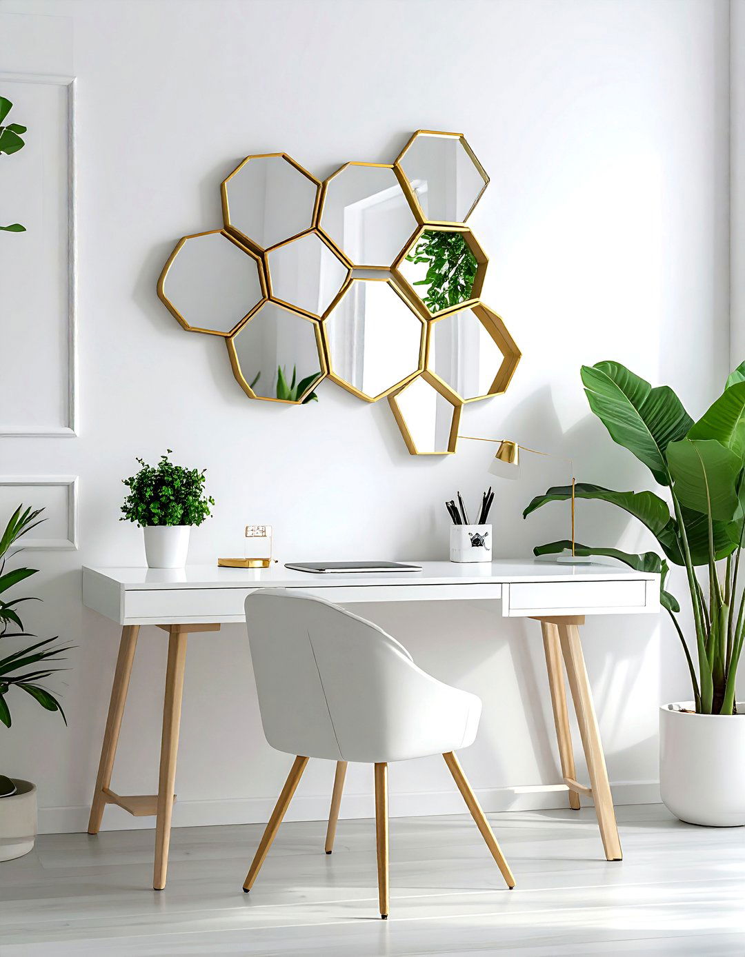 Hexagon Honeycomb Wall Mirror - 30 mirror wall decor ideas