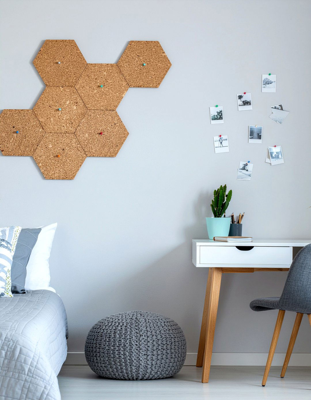 Hexagon cork tiles - 30 bedroom cork boards