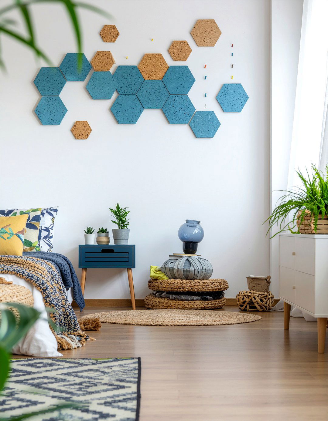 Hexagon cork tiles - 30 bedroom bulletin boards