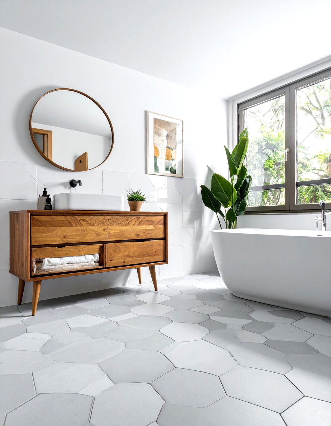 Hexagon encaustic tile bathroom floor - 30 encaustic tile bathroom ideas