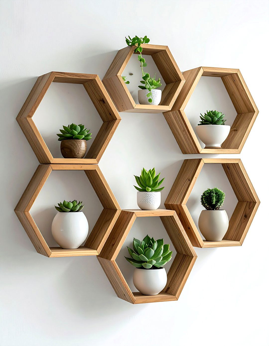 Hexagon floating wall shelves - 30 geometric pattern decor ideas