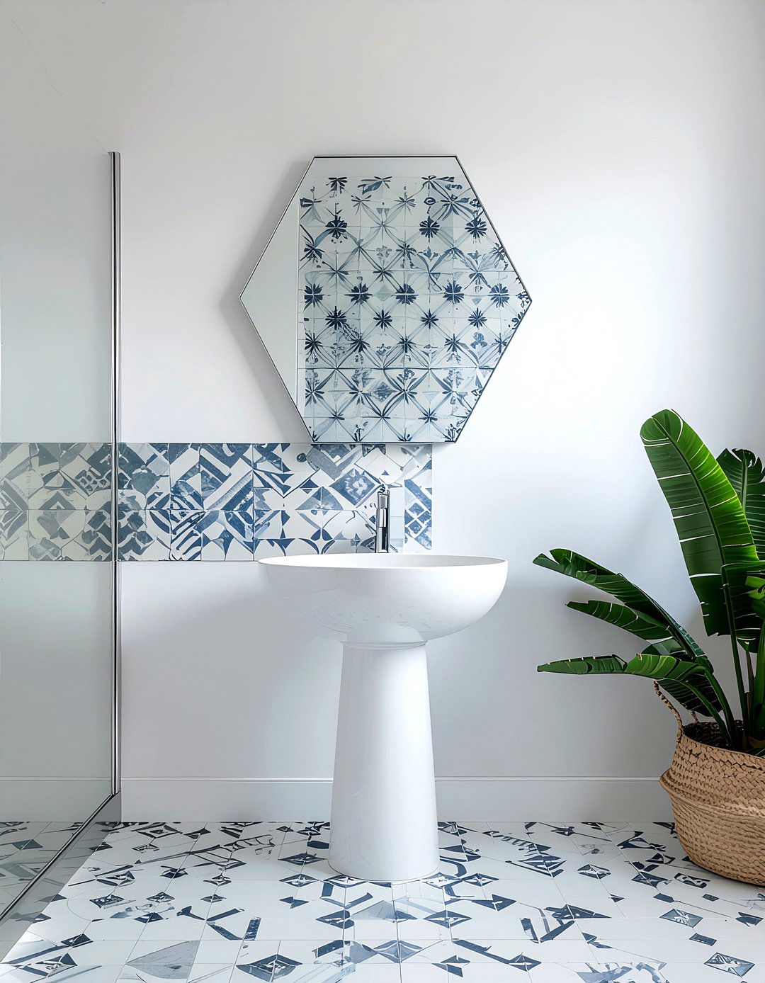 Hexagon geometric bathroom mirror - 30 bathroom mirror statement ideas