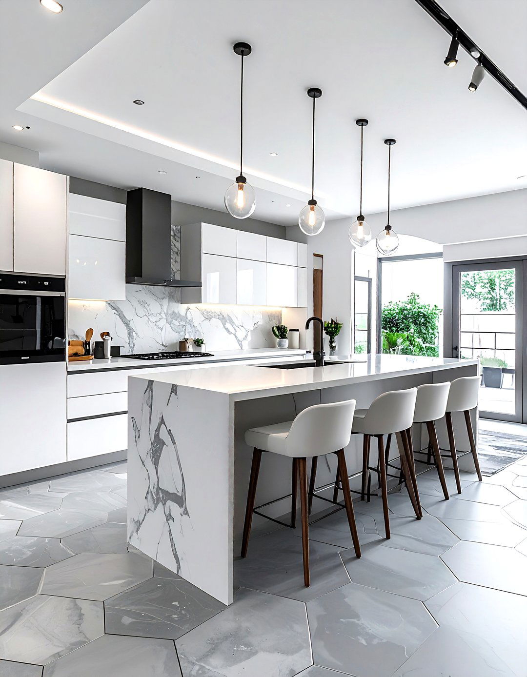 Hexagon kitchen floor tile - 30 kitchen pattern mixing ideas