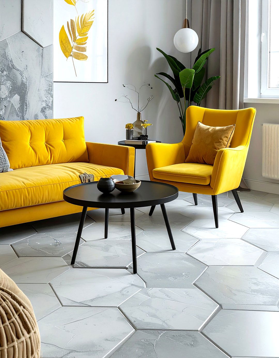 Hexagon living room tile - 30 living room tile ideas
