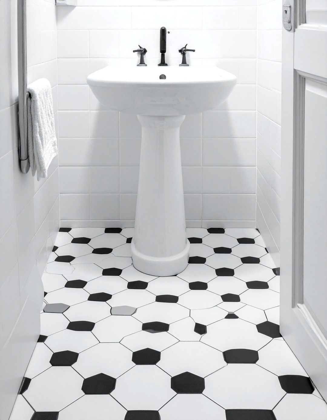 Hexagon tile bathroom floor - 30 bathroom renovation before and after