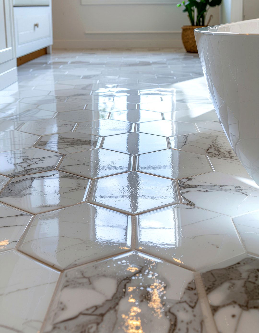 Hexagon tile floor heat - 30 bathroom heated floor ideas