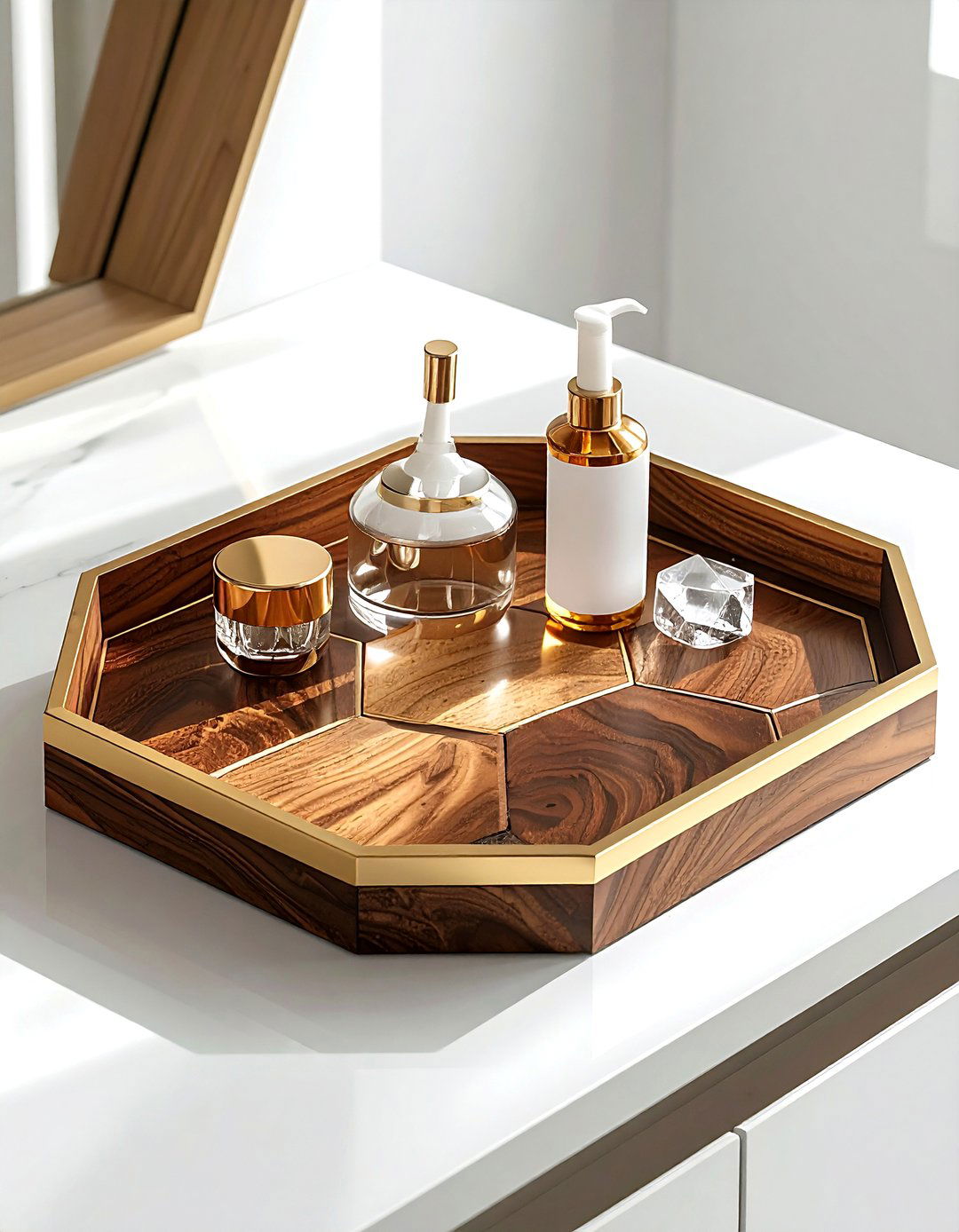 Hexagon vanity tray - 30 vanity tray ideas