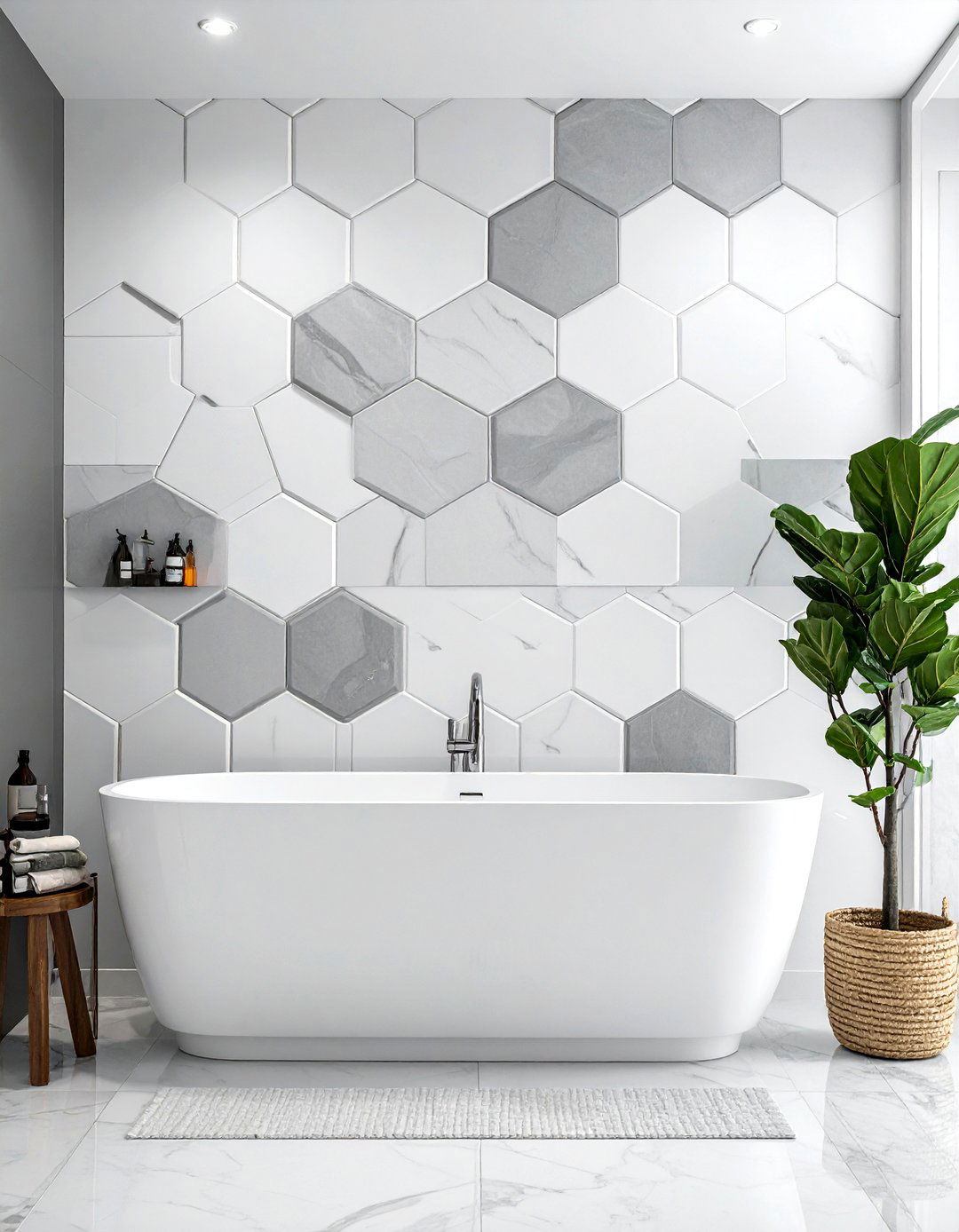 Hexagon wall tile - 30 dramatic bathroom ideas