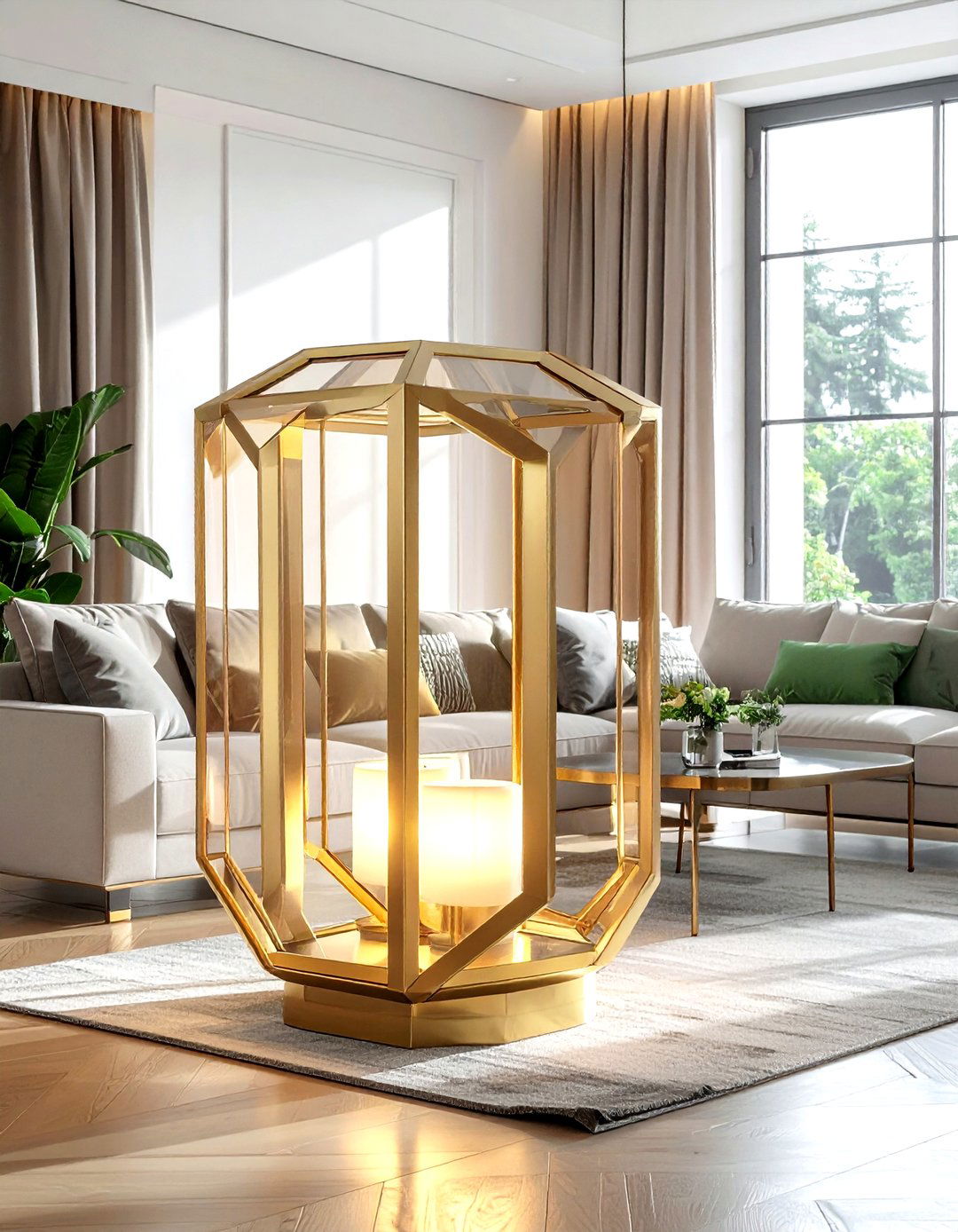 Hexagonal Glass Panel Lantern - 30 living room candle lanterns