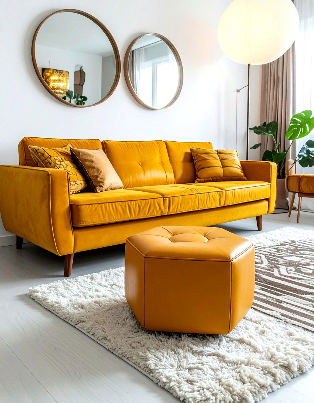 Hexagonal Leather Ottoman - 30 living room leather ottoman ideas