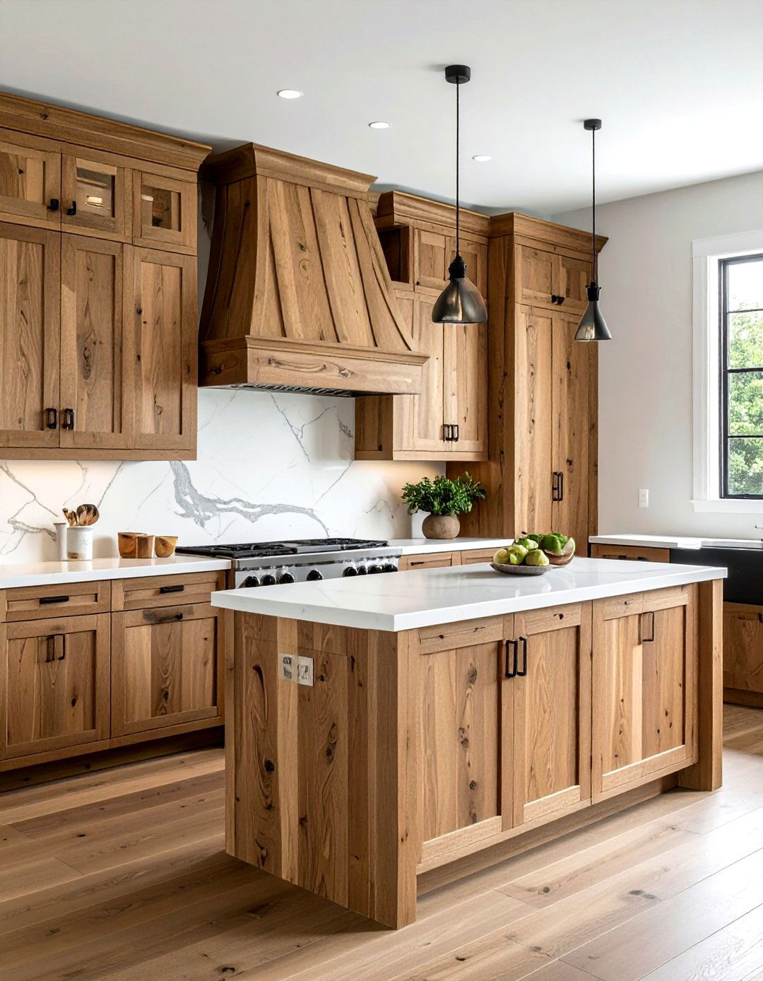 Hickory Wood Cabinets - 30 warm brown kitchen ideas