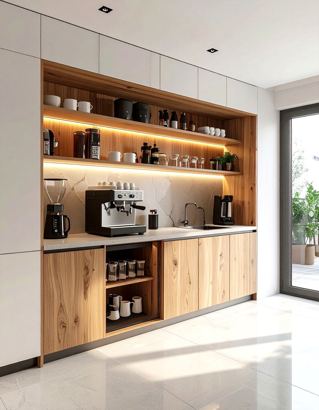 Hidden Beverage Station - 30 kitchen beverage center ideas