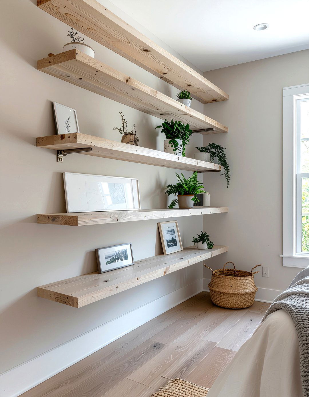 Hidden Bracket Shelves - 30 bedroom wall shelving ideas