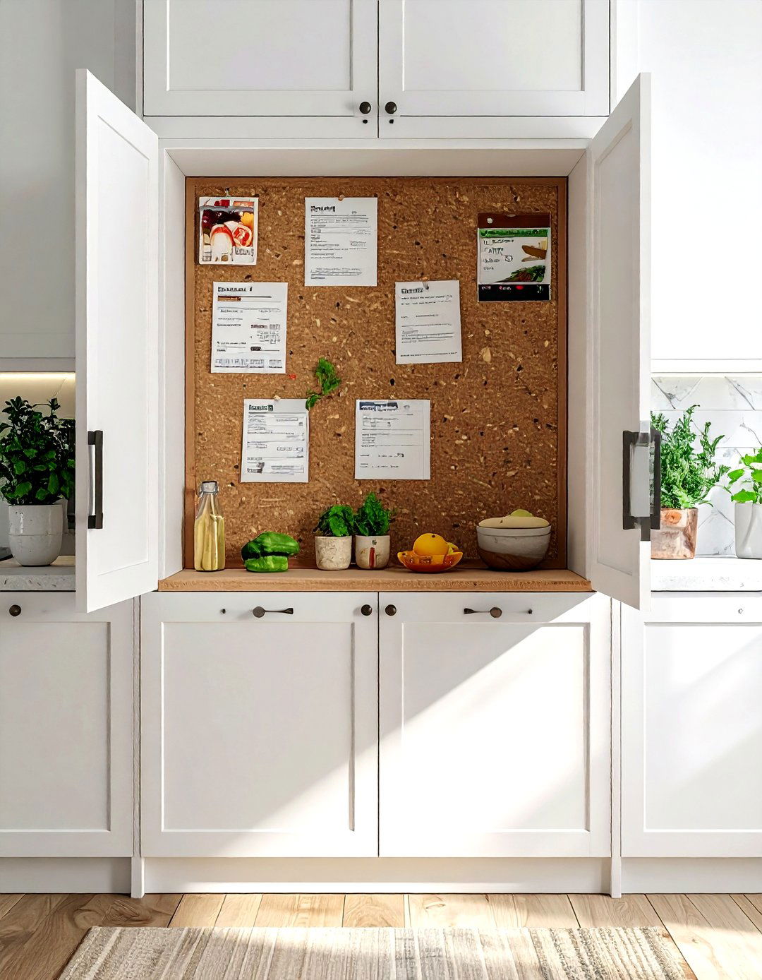 Hidden Cabinet Door Board - 30 kitchen bulletin board ideas