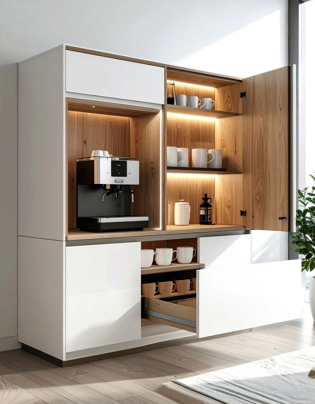 Hidden Coffee Cabinet - 30 kitchen coffee nook ideas