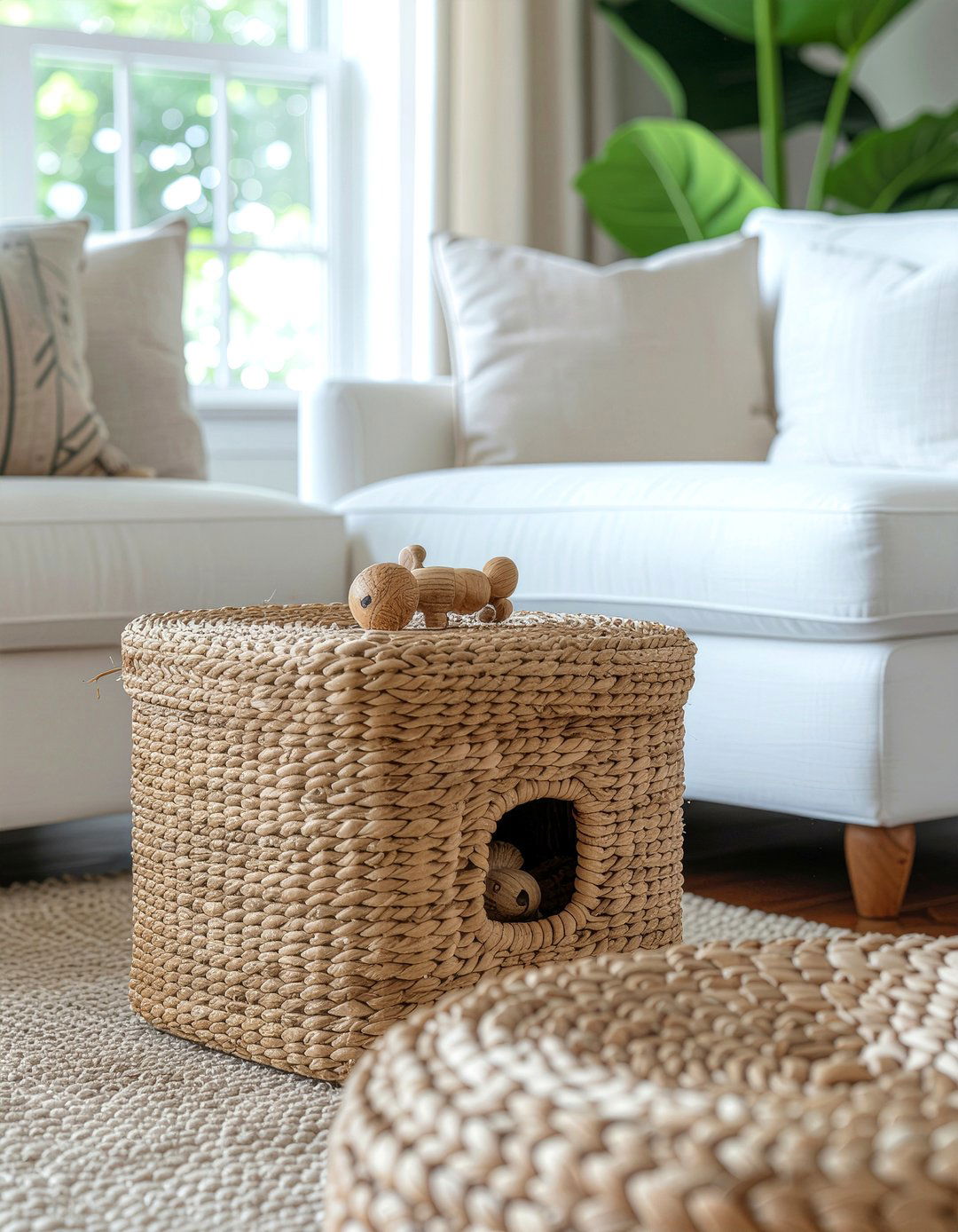 Hidden Dog Toy Storage - 30 dog living room ideas