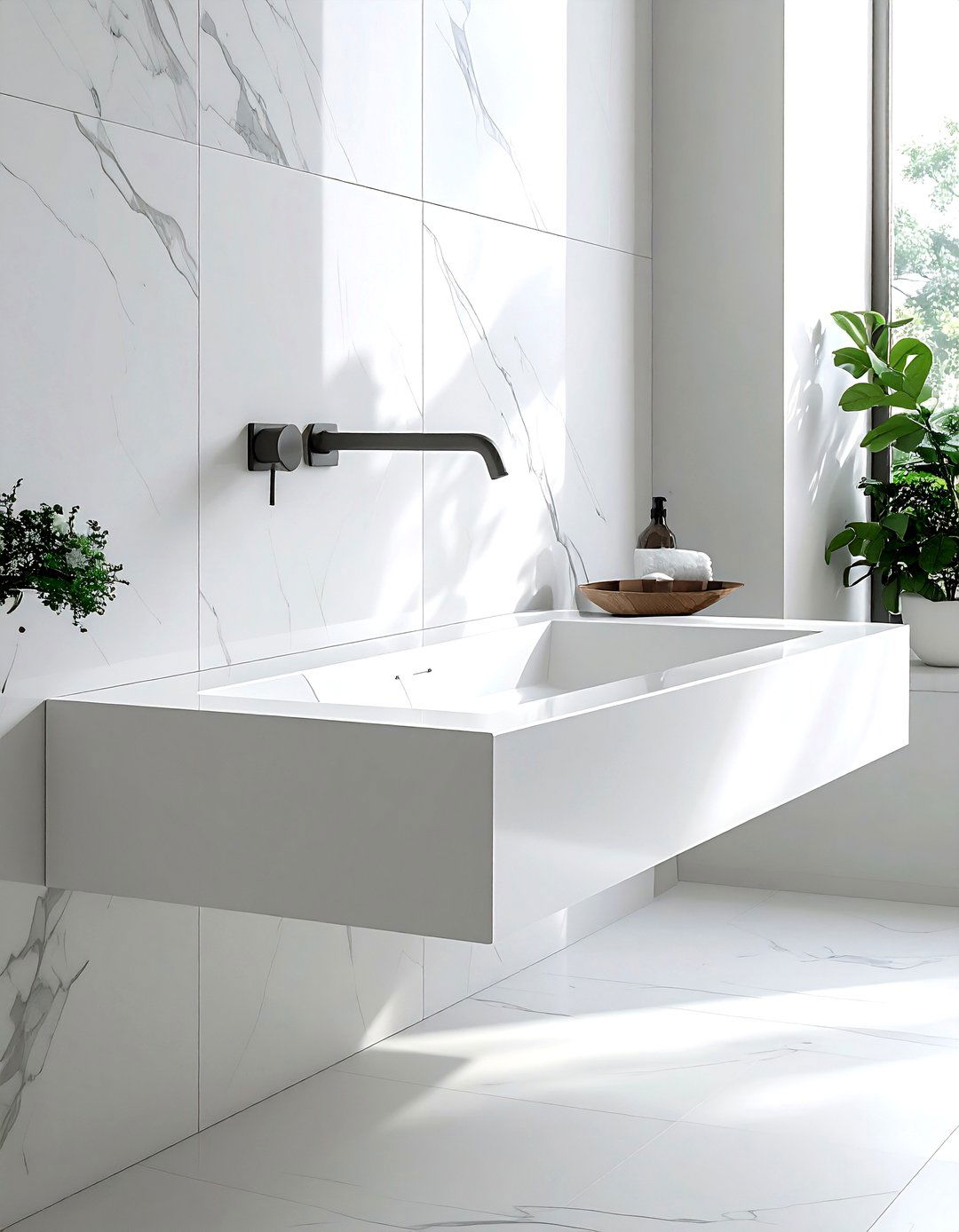 Hidden Drain Wall Sink - 30 wall-mounted sink ideas