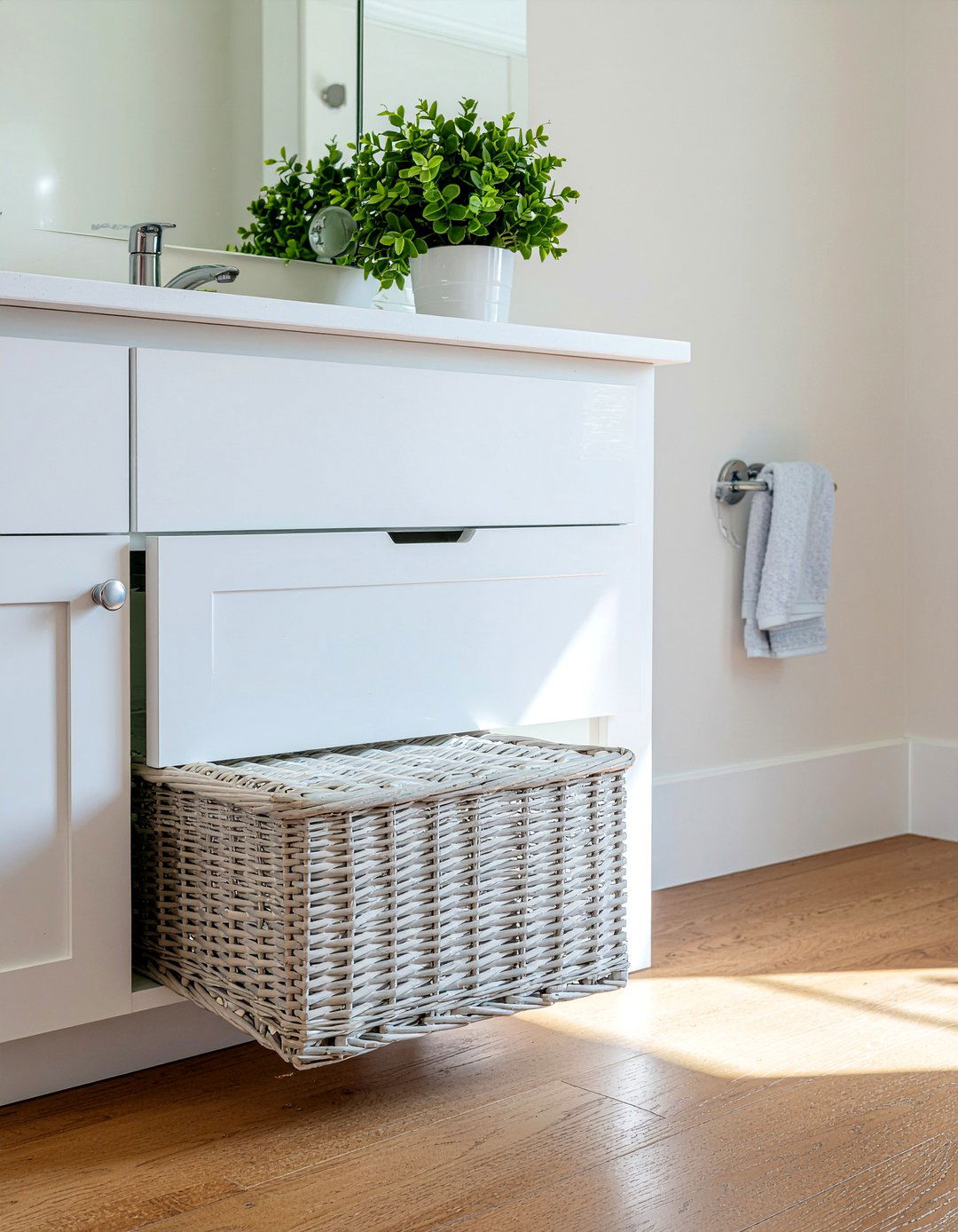 Hidden Laundry Hamper - 30 bathroom custom built ideas