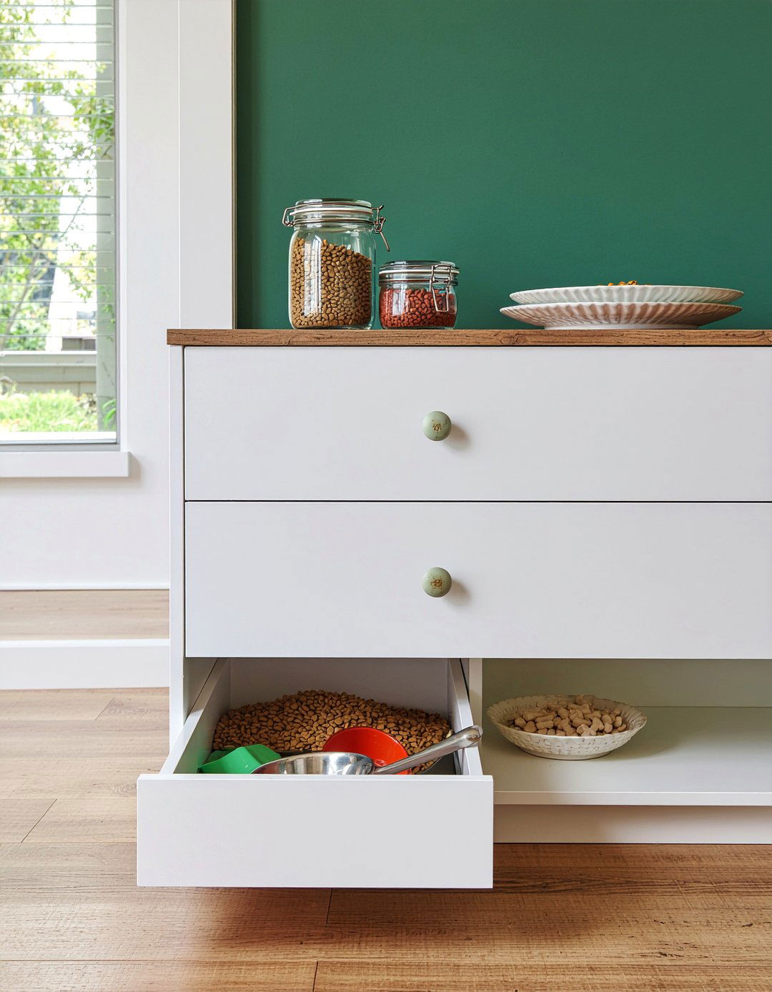 Hidden Pet Food Storage - 30 dog-friendly dining room ideas