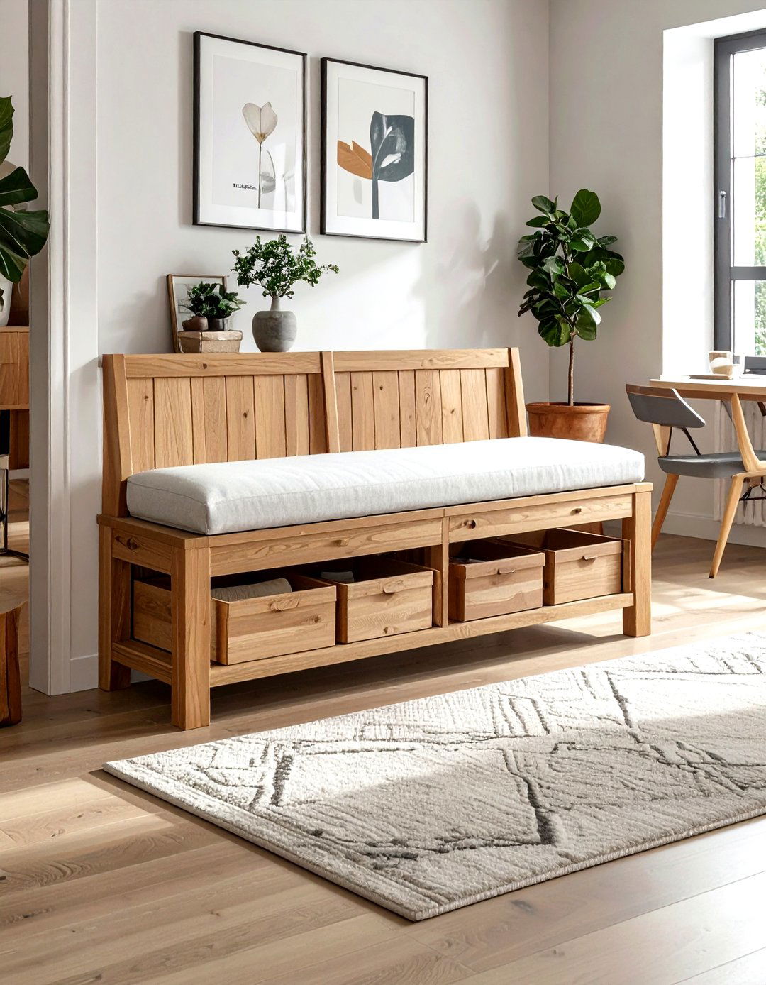 Hidden Storage Bench - 30 small space dining ideas