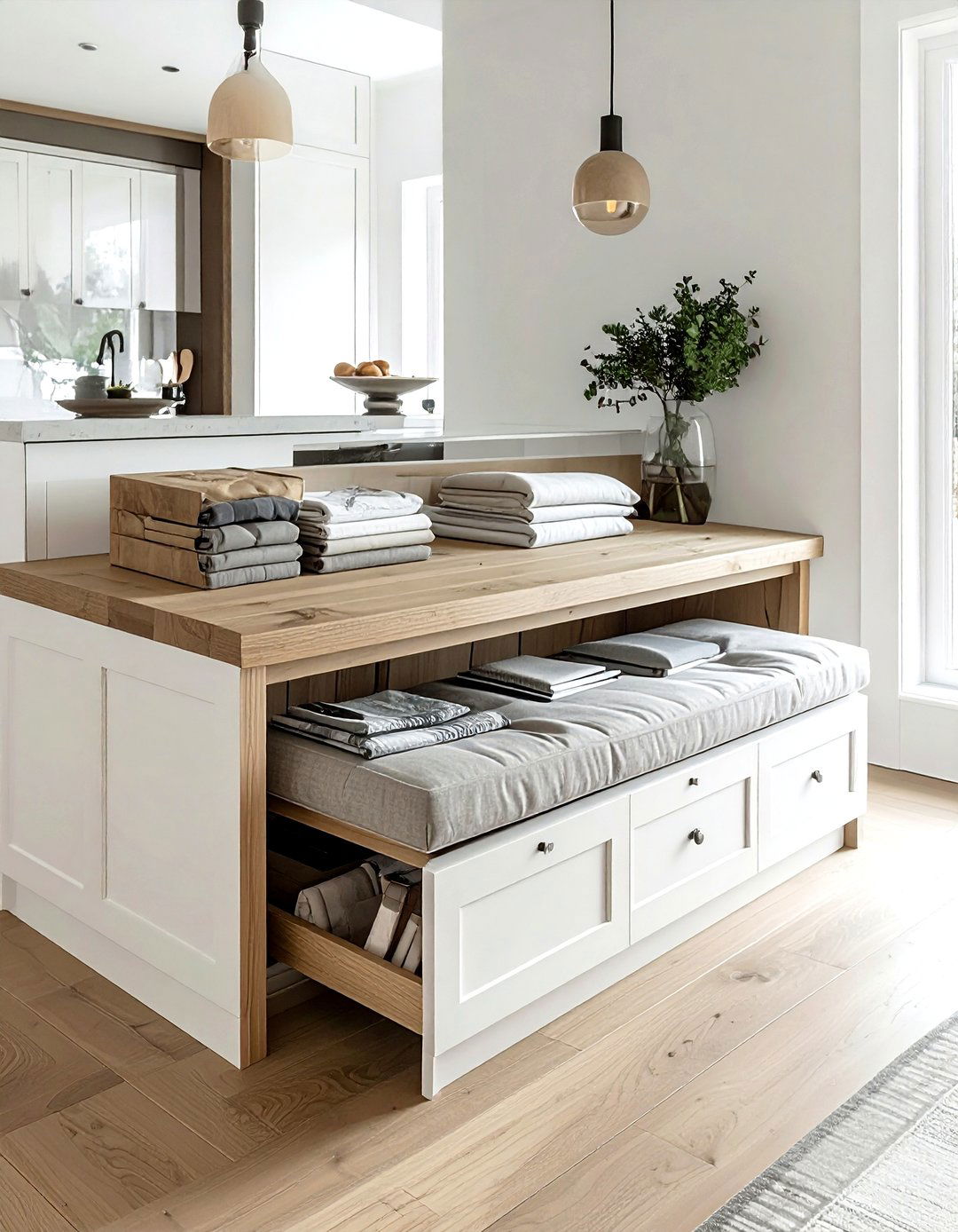 Hidden Storage Dining Bench - 30 dining room organization hacks