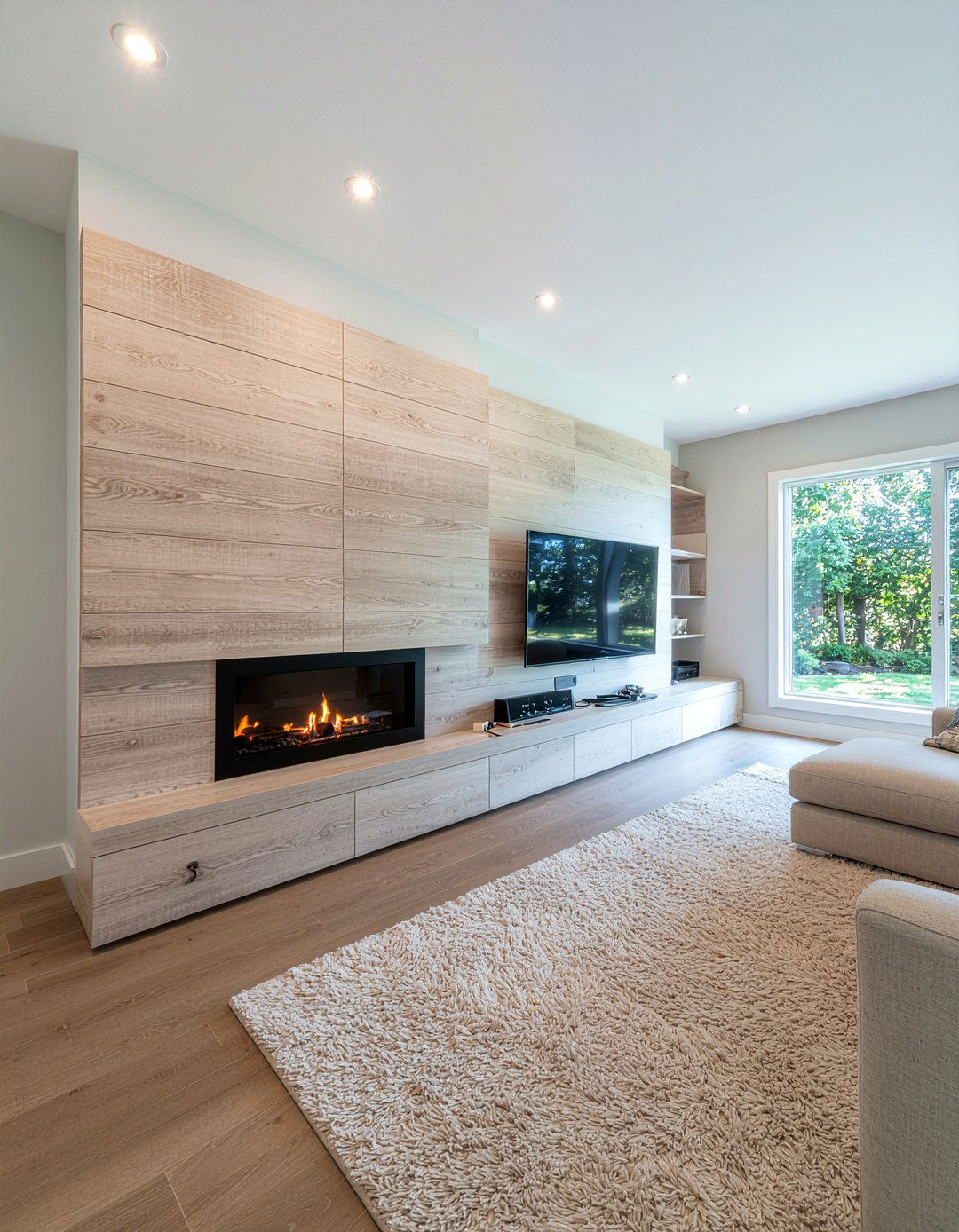 Hidden Storage Fireplace Wall - 30 living room linear fireplace ideas