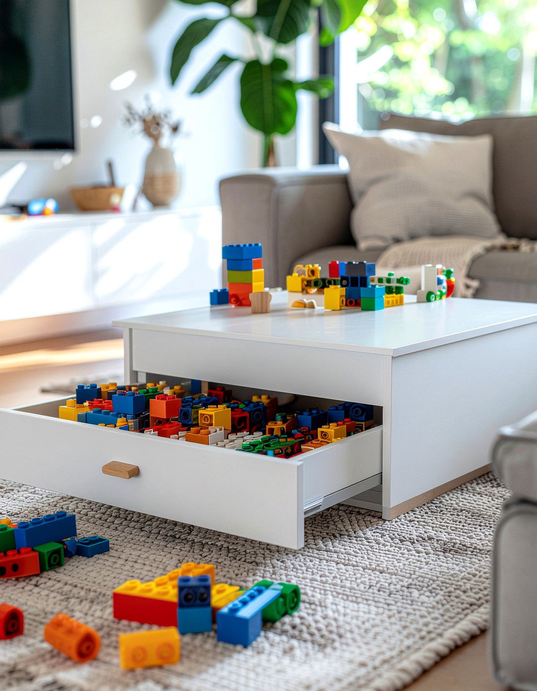Hidden Toy Storage - 30 toddler friendly living room ideas