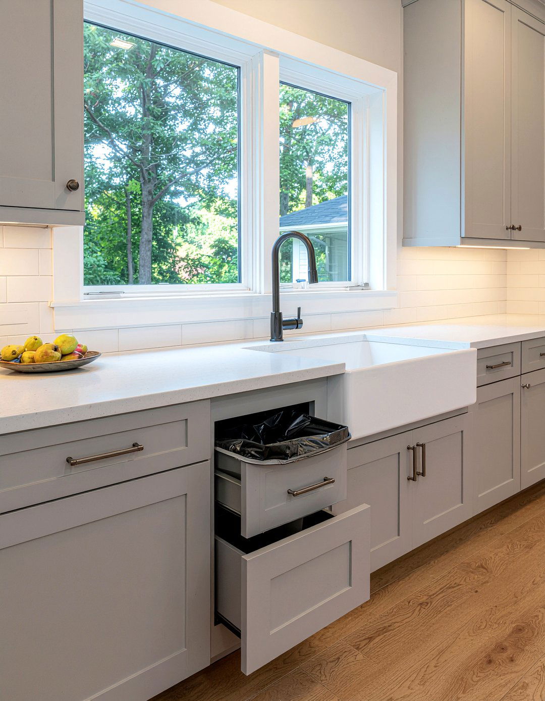 Hidden Trash Bin - 30 practical kitchen ideas