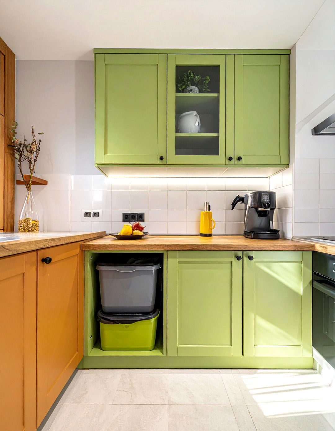 Hidden Trash Can - 30 small kitchen cabinet ideas