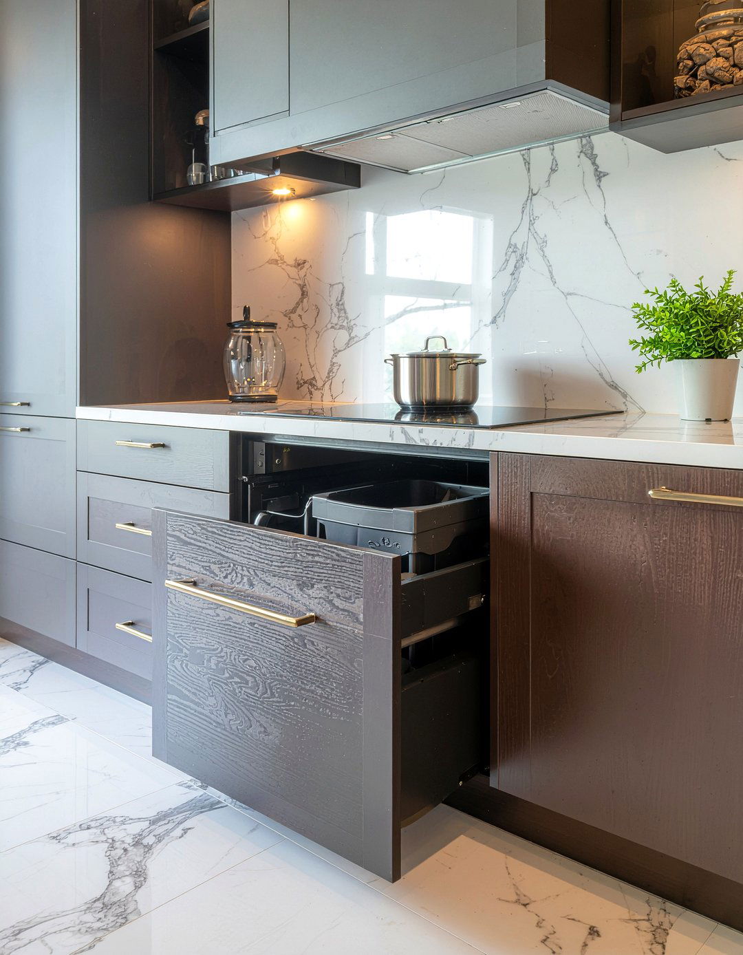 Hidden Trash Drawer - 30 kitchen prep area ideas