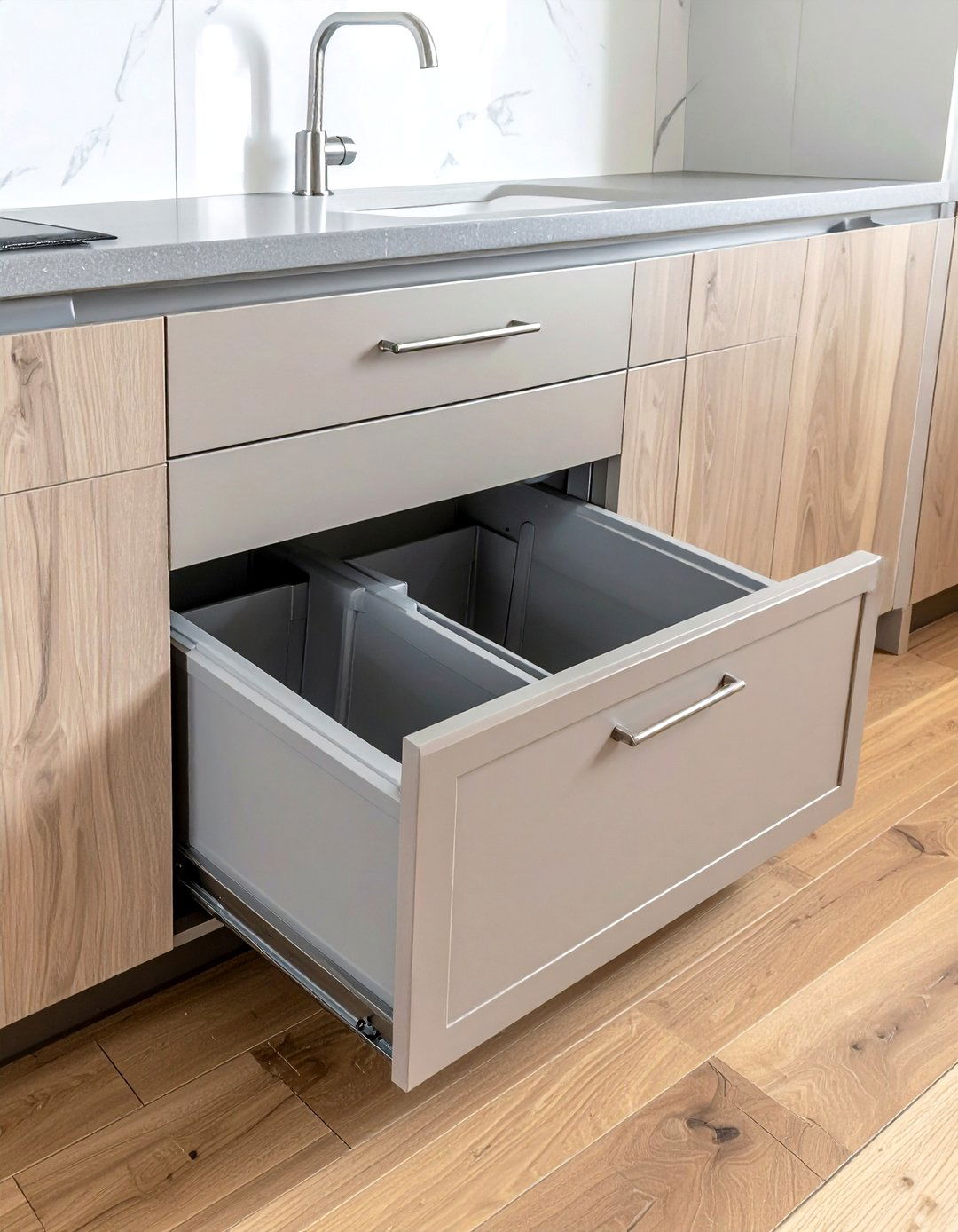 Hidden Trash Pullout - 30 kitchen timeless element ideas