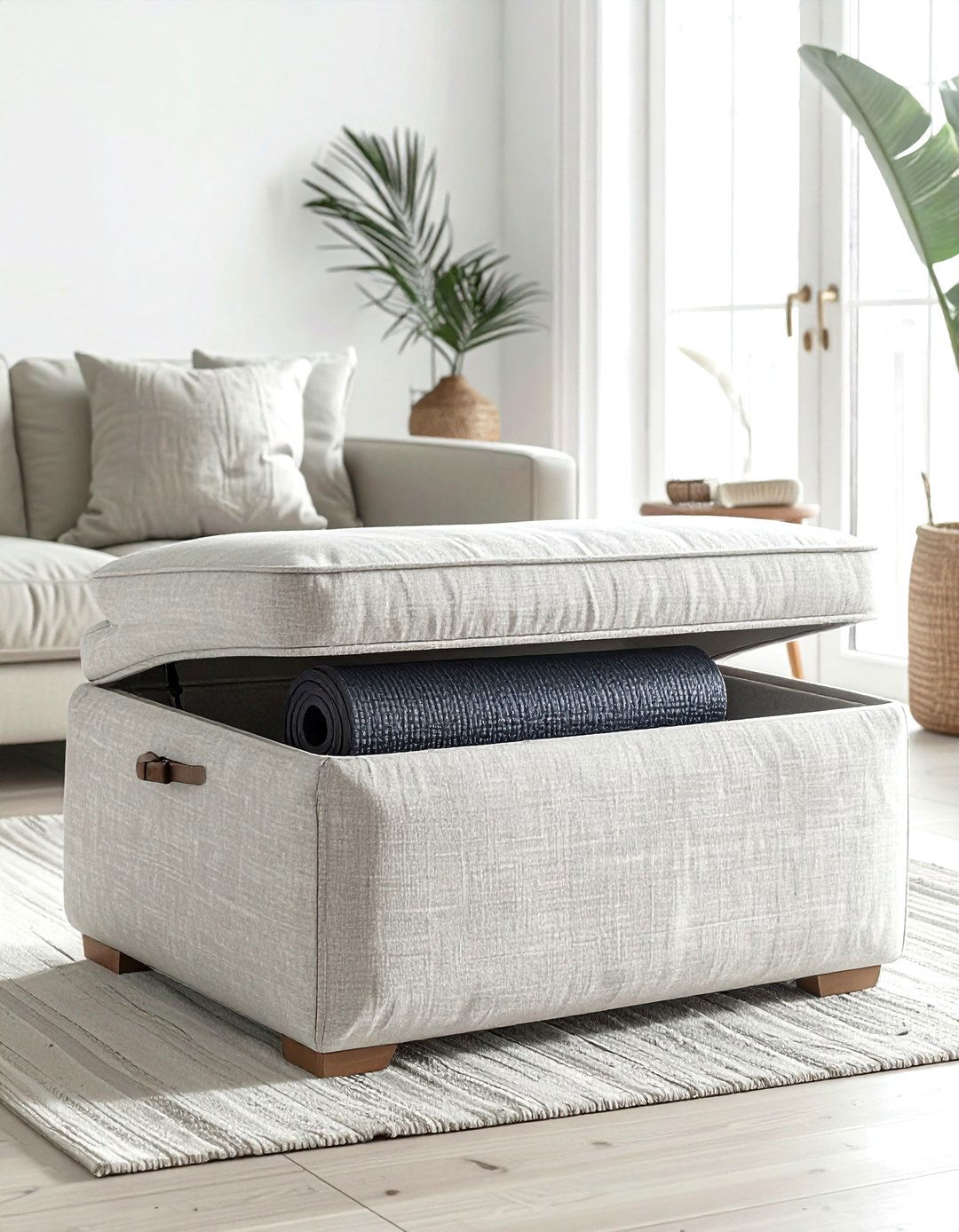 Hidden Yoga Mat Storage - 30 yoga living room ideas