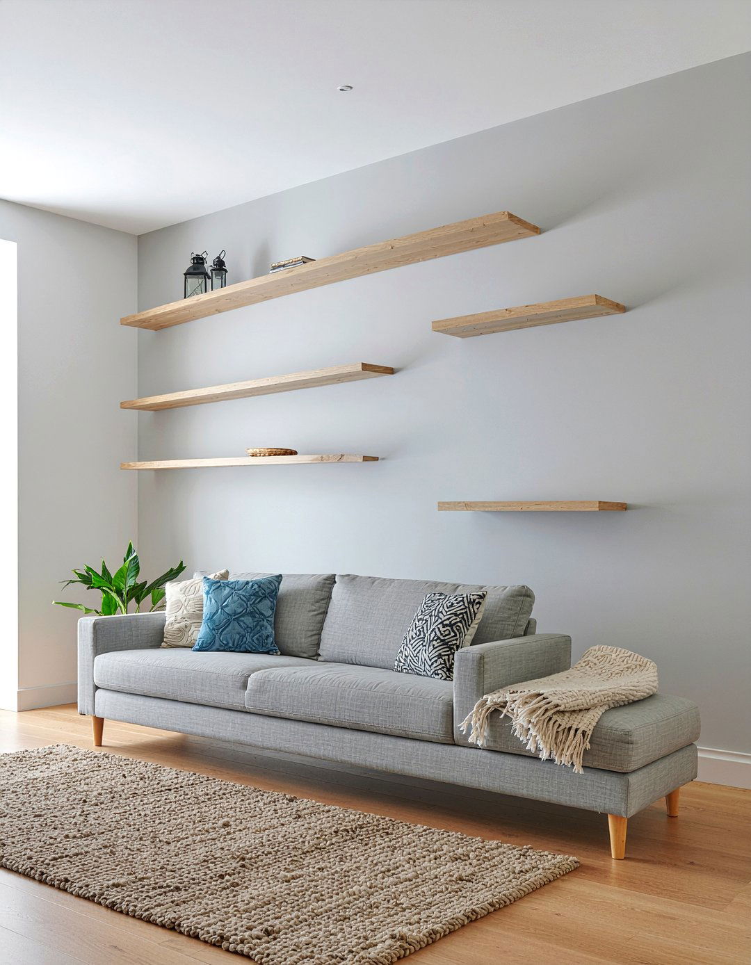 Hidden bracket floating shelves - 30 living room floating shelves