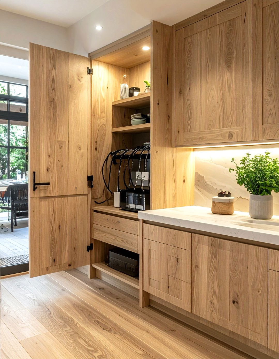 Hidden cabinet power strip - 30 kitchen charging station ideas