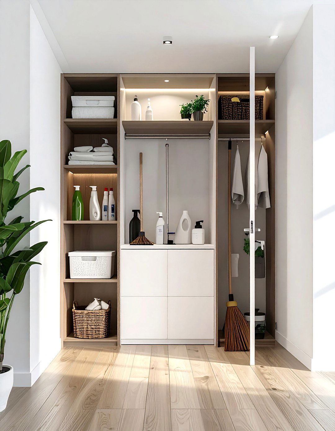 Hidden cleaning closet - 30 kitchen hidden storage ideas