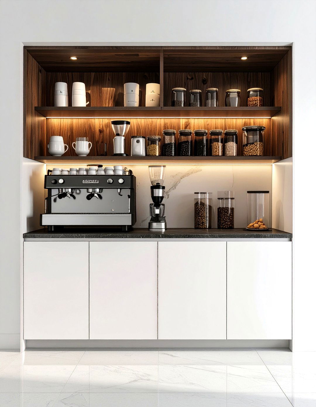 Hidden coffee station - 30 kitchen hidden storage ideas