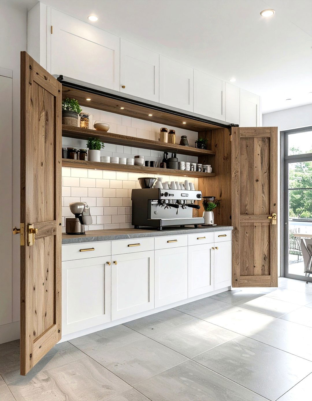 Hidden coffee station - 30 beverage station kitchen ideas