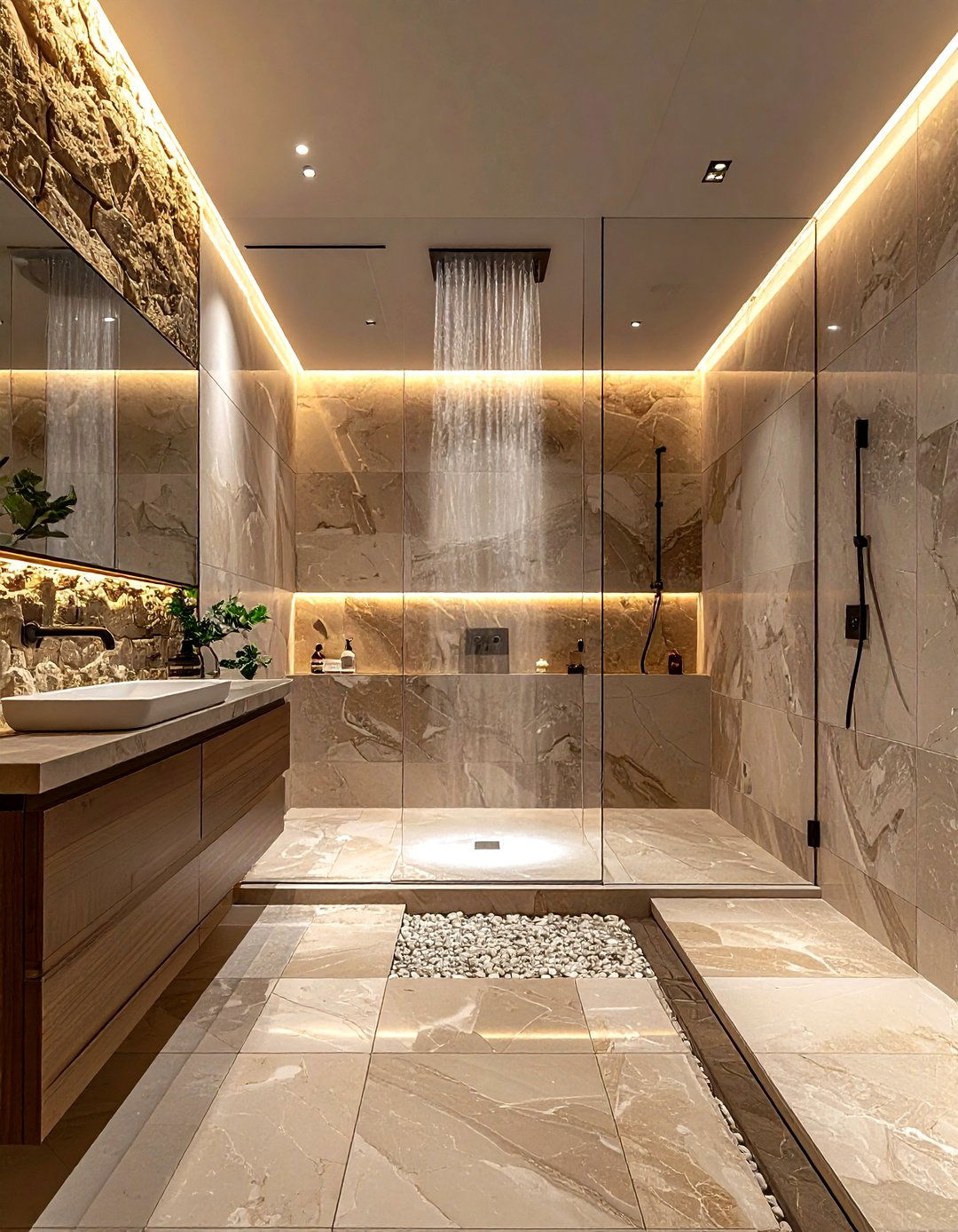 Hidden drain shower - 30 spa bathroom ideas