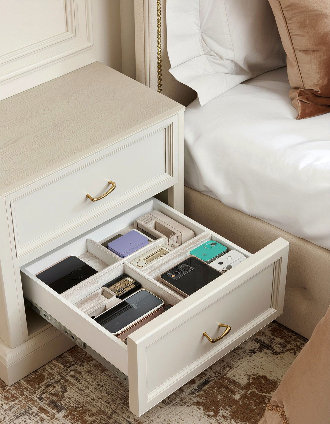 Hidden drawer charging station - 30 bedroom charging stations
